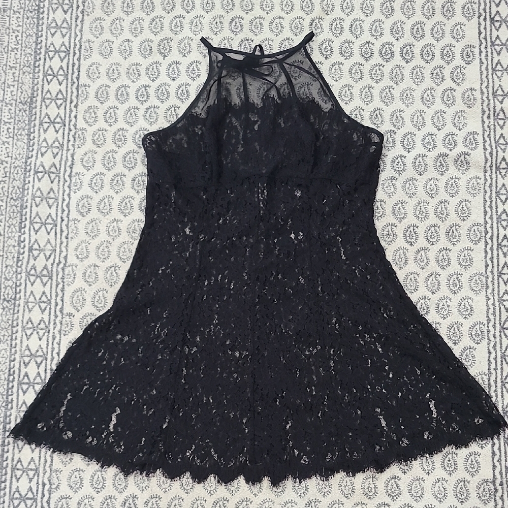 Victoria's Secret Elegant Black Lace Chemise.